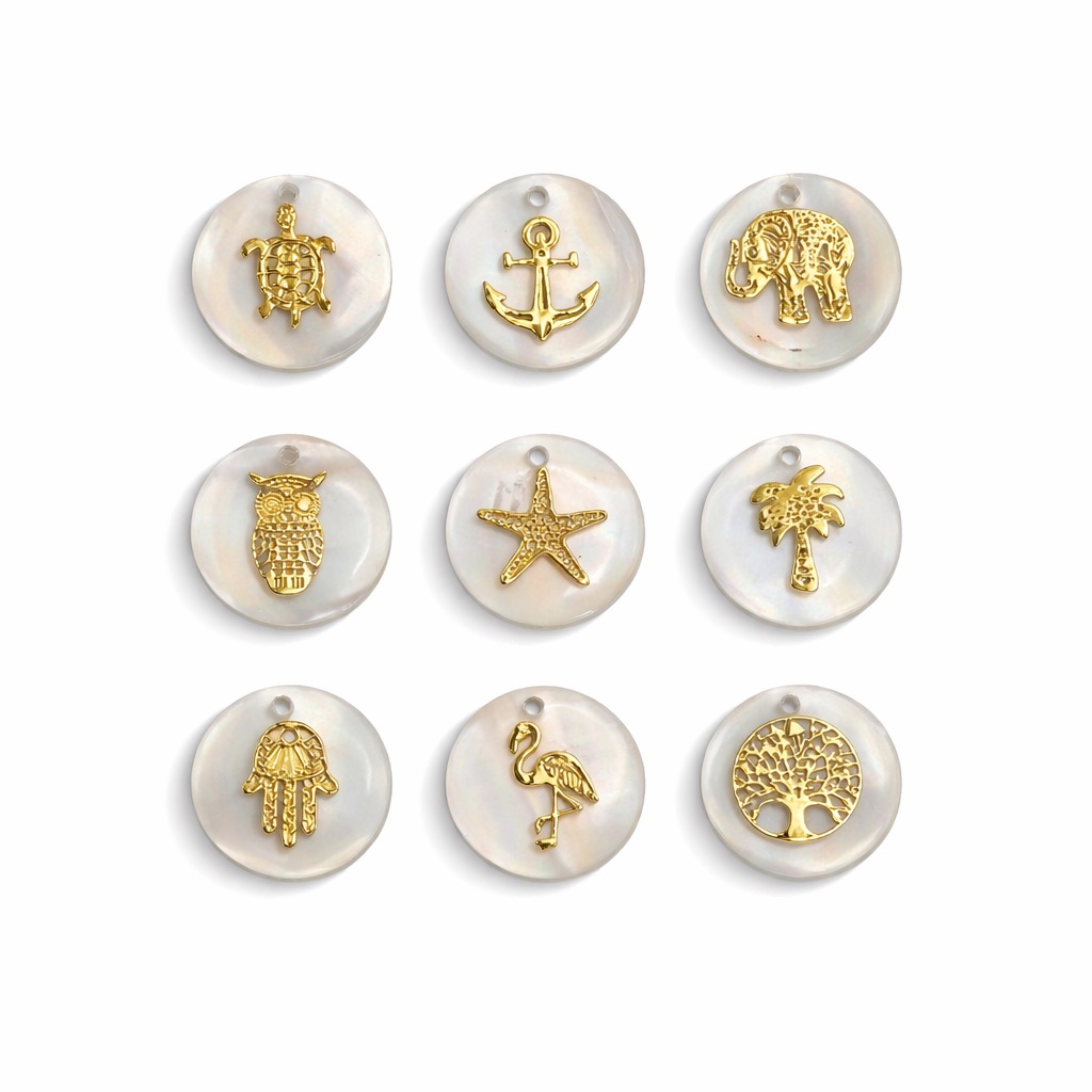 Mother Of Pearl Gold Charms
